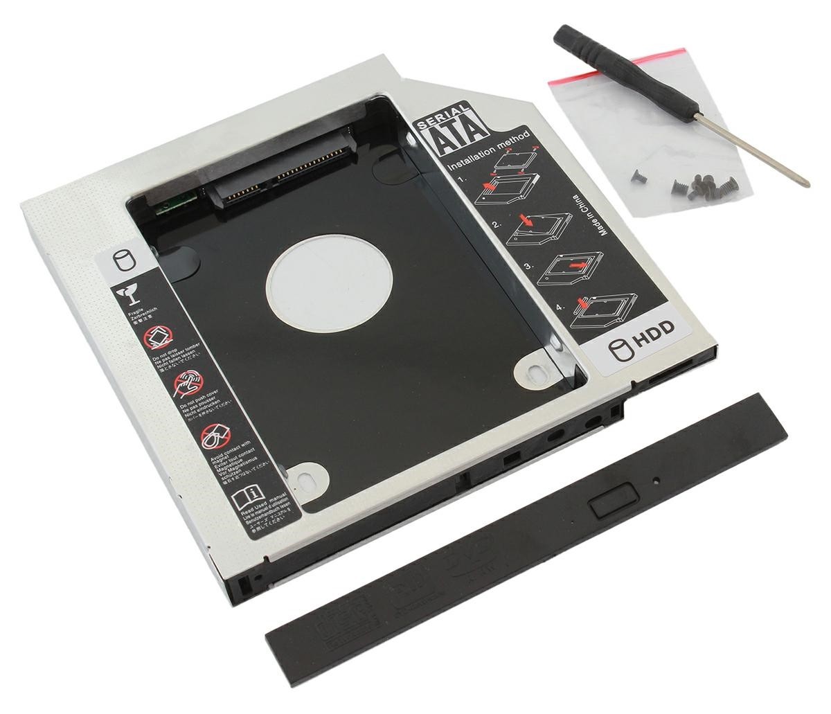 Rack HDD laptop SATA, spatiu montare: 2,5inch, lungime cablu: 18cm, argintiu/negru - imagine 6